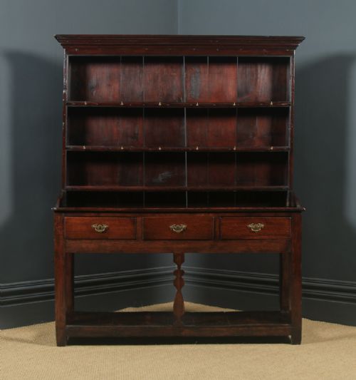 fig 3. Antique Welsh Georgian Oak Dresser Base Sideboard Potboard & Rack (Circa 1780)
