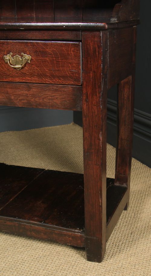 fig 5. Antique Welsh Georgian Oak Dresser Base Sideboard Potboard & Rack (Circa 1780)