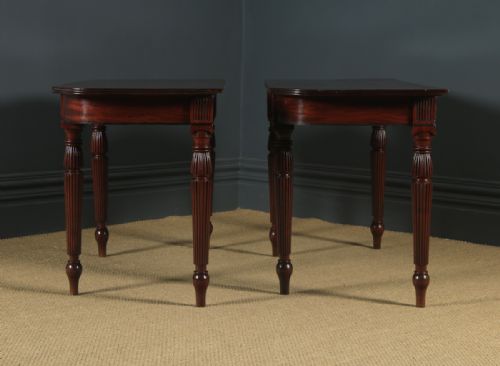 fig 3. Antique English Pair of Georgian Regency Mahogany Console Side Hall Occasional Tables (Circa 1825)