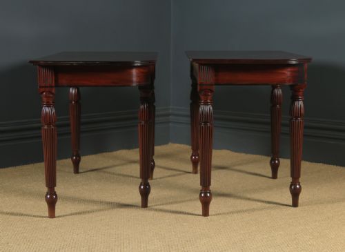 fig 5. Antique English Pair of Georgian Regency Mahogany Console Side Hall Occasional Tables (Circa 1825)