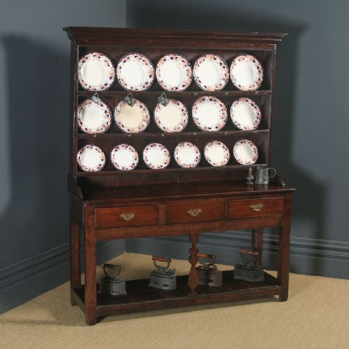 fig 1. Antique Welsh Georgian Oak Dresser Base Sideboard Potboard & Rack (Circa 1780)