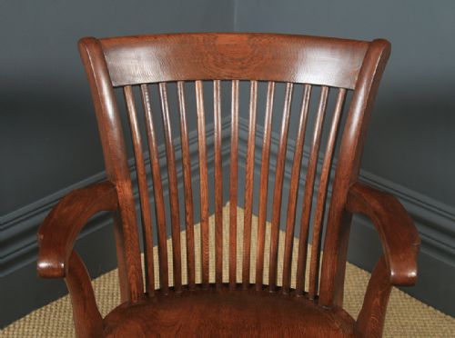 fig 5. Antique English Edwardian Oak Fan Back Office Desk Arm Chair (Circa 1910)