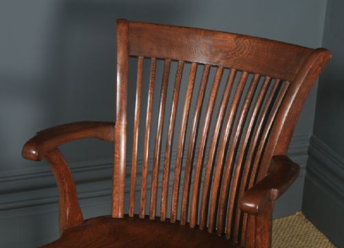 fig 6. Antique English Edwardian Oak Fan Back Office Desk Arm Chair (Circa 1910)