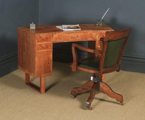 fig 6. Antique English Edwardian Oak Fan Back Office Desk Arm Chair (Circa 1910)
