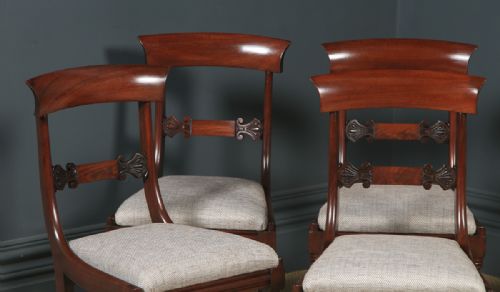 fig 1. Antique English William IV Set of Six 6 Mahogany Bar Back Dining Chairs (Circa 1830)