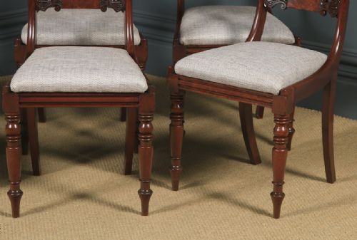 fig 3. Antique English William IV Set of Six 6 Mahogany Bar Back Dining Chairs (Circa 1830)