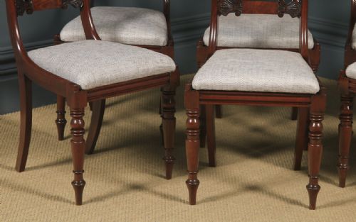 fig 4. Antique English William IV Set of Six 6 Mahogany Bar Back Dining Chairs (Circa 1830)