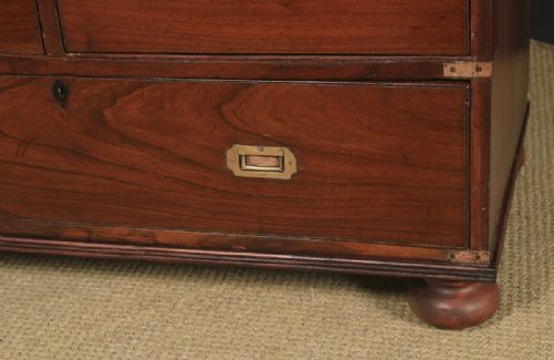 fig 5. Antique Anglo-Indian Victorian Teak & Brass Military Campaign Chest of Drawers (Circa 1860)