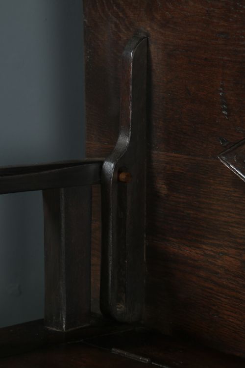 fig 4. Antique English 17th Century Style Victorian Carved Oak Monks Bench Table (Circa 1880)