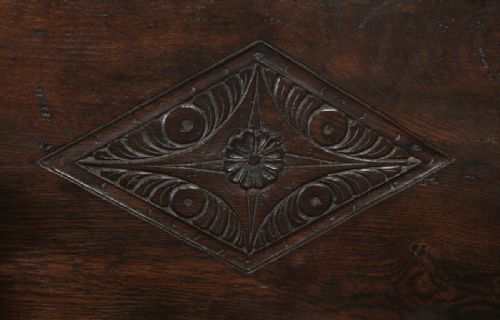 fig 7. Antique English 17th Century Style Victorian Carved Oak Monks Bench Table (Circa 1880)