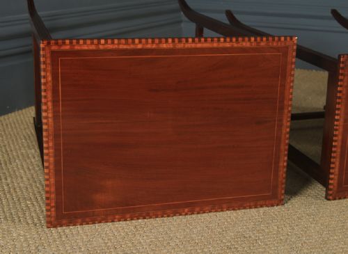 fig 2. Antique English Edwardian Regency Style Mahogany Inlaid Nest of Three 3 Tables (Circa 1910)