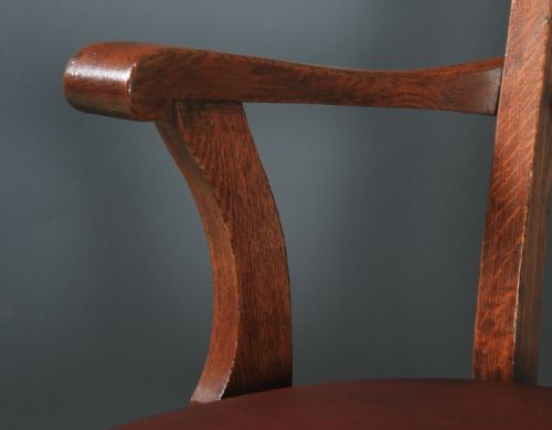 fig 3. Antique American Edwardian Art Nouveau Oak Revolving Office Desk Arm Chair by Johnson Chair Co. (Circa 1910)