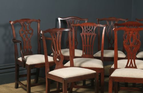 fig 2. Antique English Set of Twelve 12 Georgian Chippendale Mahogany Dining Chairs (Circa 1780 - 1800)