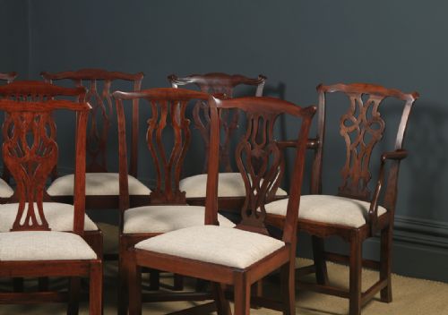 fig 3. Antique English Set of Twelve 12 Georgian Chippendale Mahogany Dining Chairs (Circa 1780 - 1800)