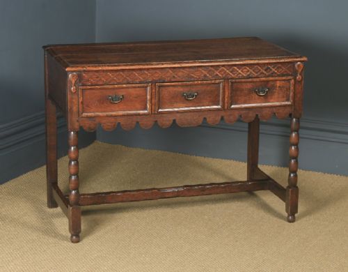 fig 1. Antique English Victorian 17th Century Style Oak Dresser Base Sideboard (Circa 1890)