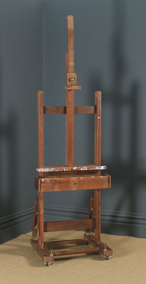 fig 3. Large English George V Beech Adjustable Artists Picture Painting Studio Easel (Circa 1930)