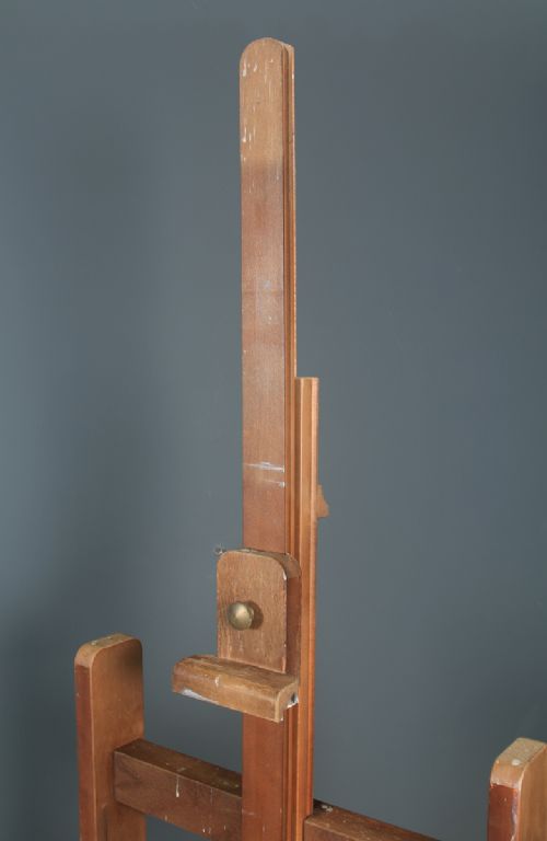 fig 4. Large English George V Beech Adjustable Artists Picture Painting Studio Easel (Circa 1930)