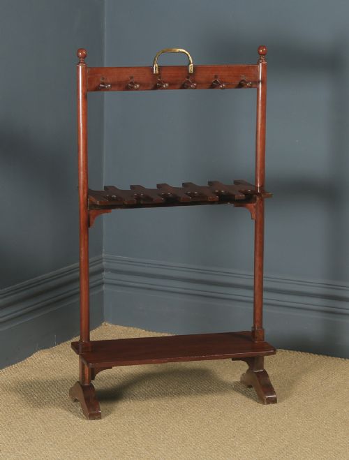 fig 1. Antique English Georgian Mahogany Riding Welly Walking Boot & Whip Rack Stand (Circa 1830)