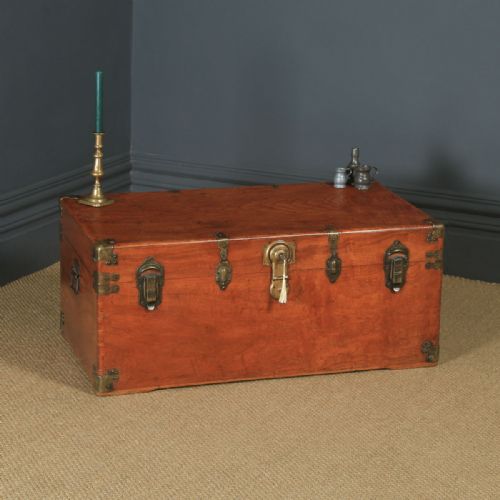 Antique Chinese Victorian Camphor Wood Campaign Chest / Trunk / Ottoman (Circa 1880)