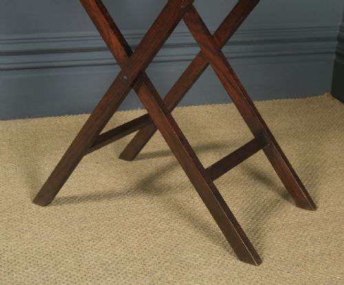 fig 3. Antique English Victorian Oak Butlers Drinks Tray Table & Stand (Circa 1900)