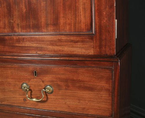 fig 4. Antique English Georgian Figured Mahogany Linen Press Wardrobe Armoire (Circa 1780)