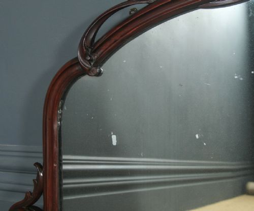 fig 3. Antique Victorian Mahogany 5ft 8” Wall Hanging Overmantle Mirror (Circa 1860)