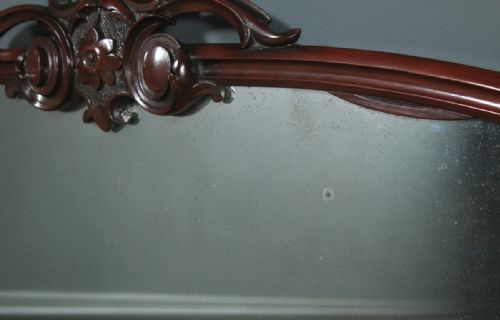 fig 4. Antique Victorian Mahogany 5ft 8” Wall Hanging Overmantle Mirror (Circa 1860)
