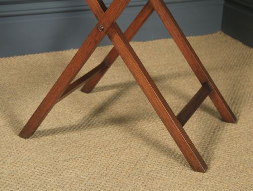 fig 5. Antique English Victorian Oak Butlers Drinks Tray Table & Stand (Circa 1870)