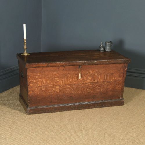 Large Antique English Victorian Mariners Pitch Pine Blanket Box Chest Trunk (Circa 1860)