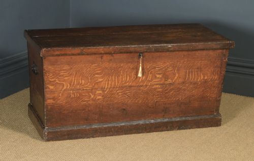 fig 1. Large Antique English Victorian Mariners Pitch Pine Blanket Box Chest Trunk (Circa 1860)