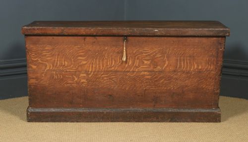 fig 2. Large Antique English Victorian Mariners Pitch Pine Blanket Box Chest Trunk (Circa 1860)