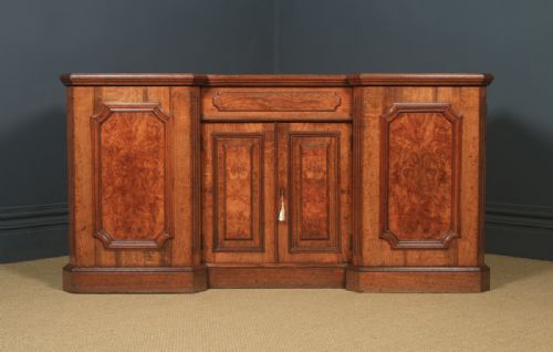 fig 1. Antique English Victorian Pollard Burr Oak Four Door Sideboard Chiffonier Server (Circa 1860)