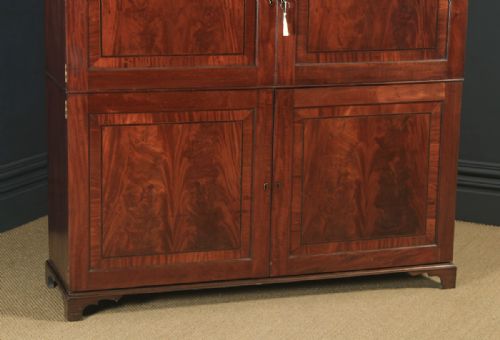 fig 2. Antique English Georgian Regency Flame Mahogany Library Office Bookcase Cupboard (Circa 1820)
