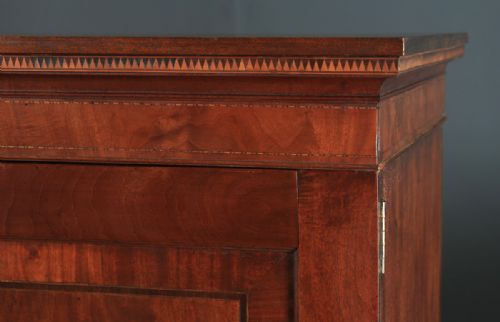 fig 5. Antique English Georgian Regency Flame Mahogany Library Office Bookcase Cupboard (Circa 1820)
