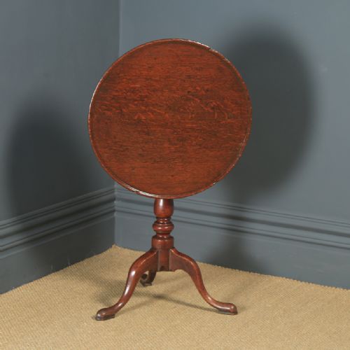 Antique English Georgian Oak Occasional Dish Top Tripod Table (Circa 1780)