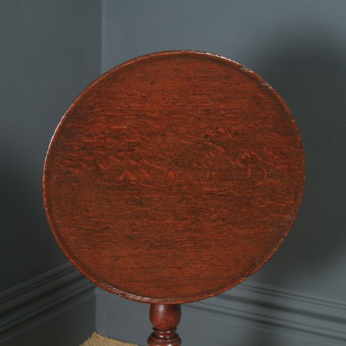 fig 1. Antique English Georgian Oak Occasional Dish Top Tripod Table (Circa 1780)
