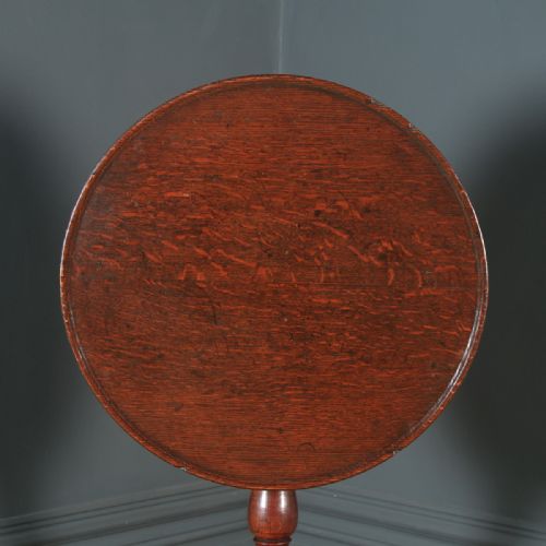 fig 5. Antique English Georgian Oak Occasional Dish Top Tripod Table (Circa 1780)