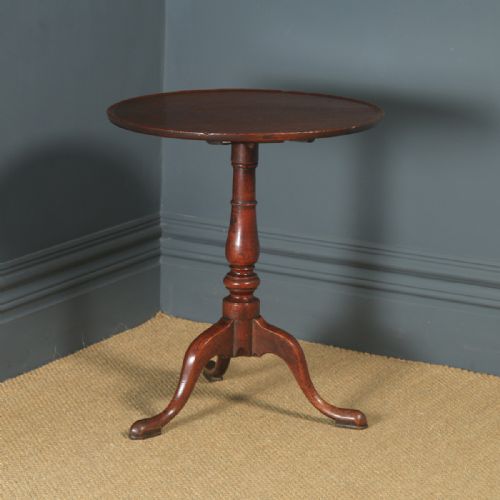 fig 7. Antique English Georgian Oak Occasional Dish Top Tripod Table (Circa 1780)