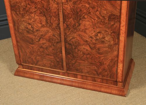 fig 2. Antique English Art Deco Burr Walnut Two Door Wardrobe Armoire (Circa 1930)