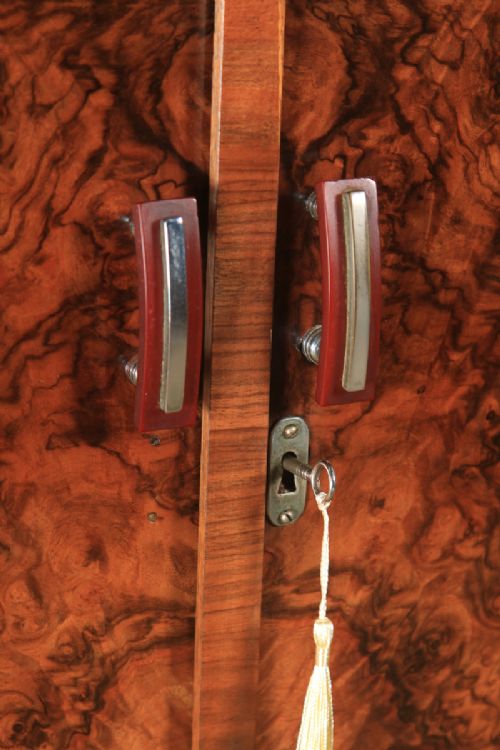 fig 4. Antique English Art Deco Burr Walnut Two Door Wardrobe Armoire (Circa 1930)