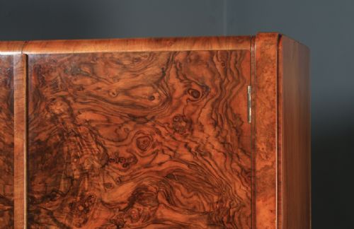 fig 5. Antique English Art Deco Burr Walnut Two Door Wardrobe Armoire (Circa 1930)