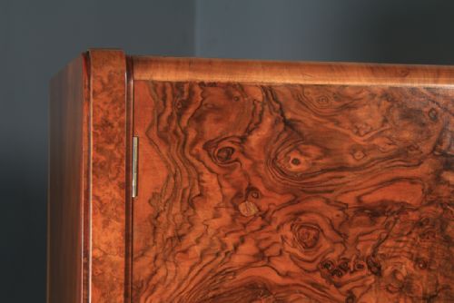 fig 6. Antique English Art Deco Burr Walnut Two Door Wardrobe Armoire (Circa 1930)