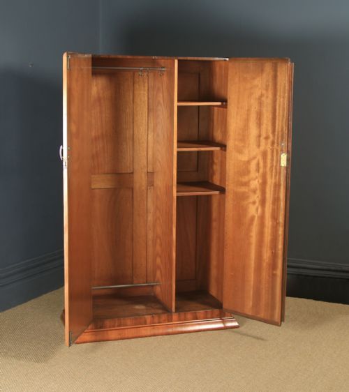 fig 7. Antique English Art Deco Burr Walnut Two Door Wardrobe Armoire (Circa 1930)