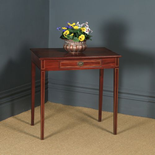 Antique English Regency Mahogany Inlaid Side Occasional Lamp Table by Druce & Co. (Circa 1820)