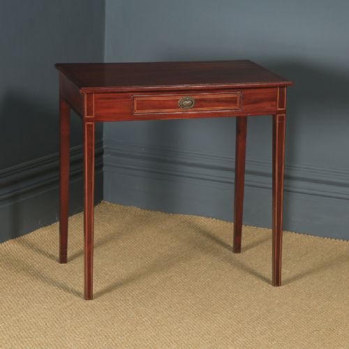fig 1. Antique English Regency Mahogany Inlaid Side Occasional Lamp Table by Druce & Co. (Circa 1820)