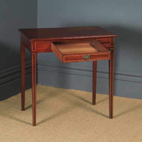 fig 3. Antique English Regency Mahogany Inlaid Side Occasional Lamp Table by Druce & Co. (Circa 1820)