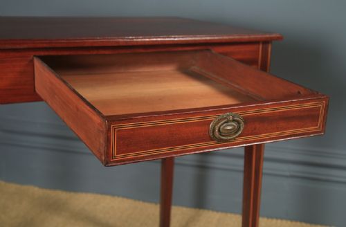 fig 6. Antique English Regency Mahogany Inlaid Side Occasional Lamp Table by Druce & Co. (Circa 1820)