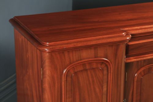 fig 3. Antique English Victorian Four Door Flame Mahogany Sideboard Chiffonier Server (Circa 1860)
