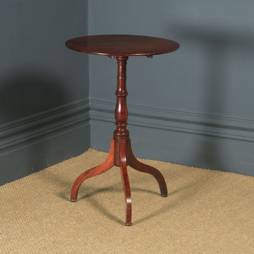 fig 1. Small Antique English Georgian Mahogany Tripod Circular Pedestal Wine Table (Circa 1800)
