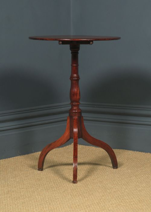 fig 2. Small Antique English Georgian Mahogany Tripod Circular Pedestal Wine Table (Circa 1800)